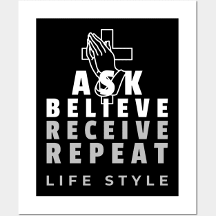 Ask, believe, receive, repeat lifestyle Posters and Art